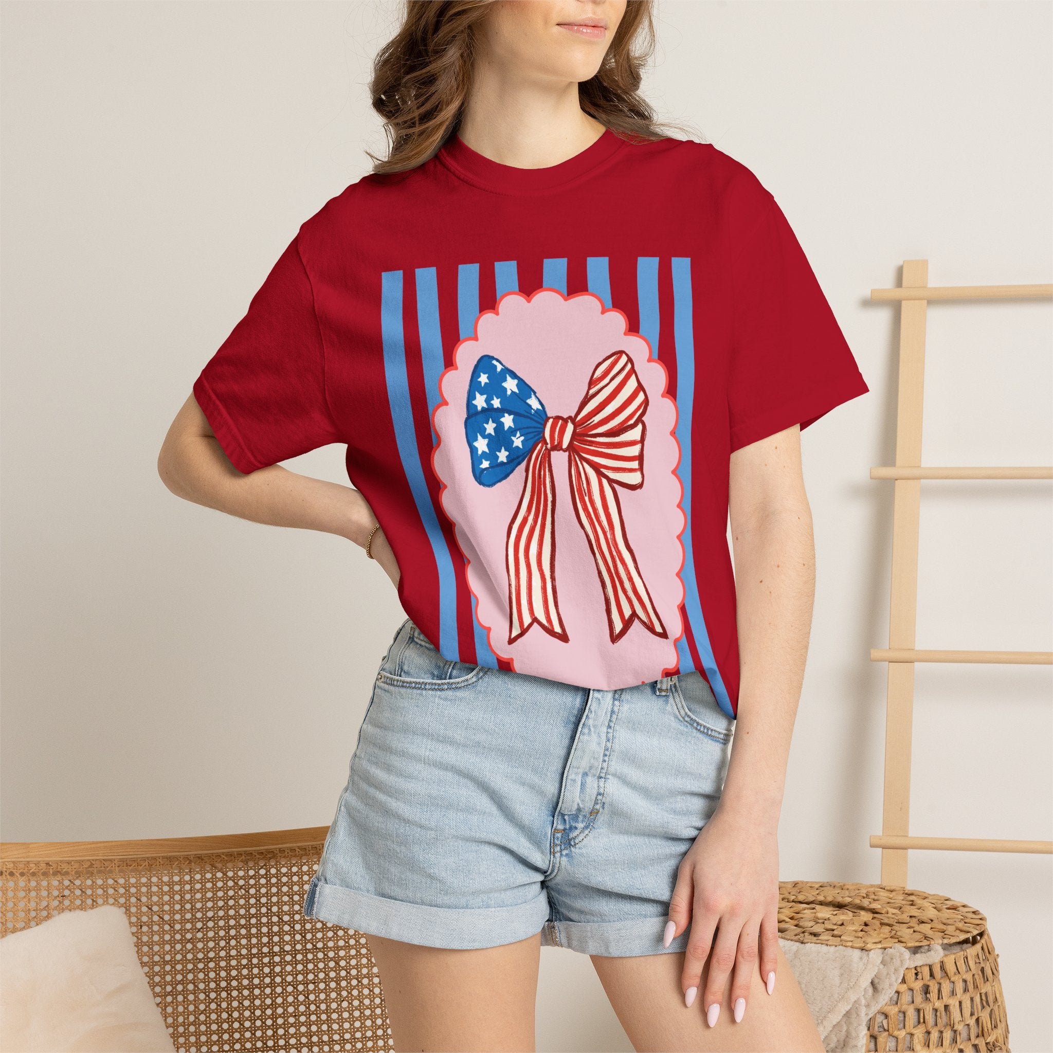 Stars & Stripes Bow Framed Tee