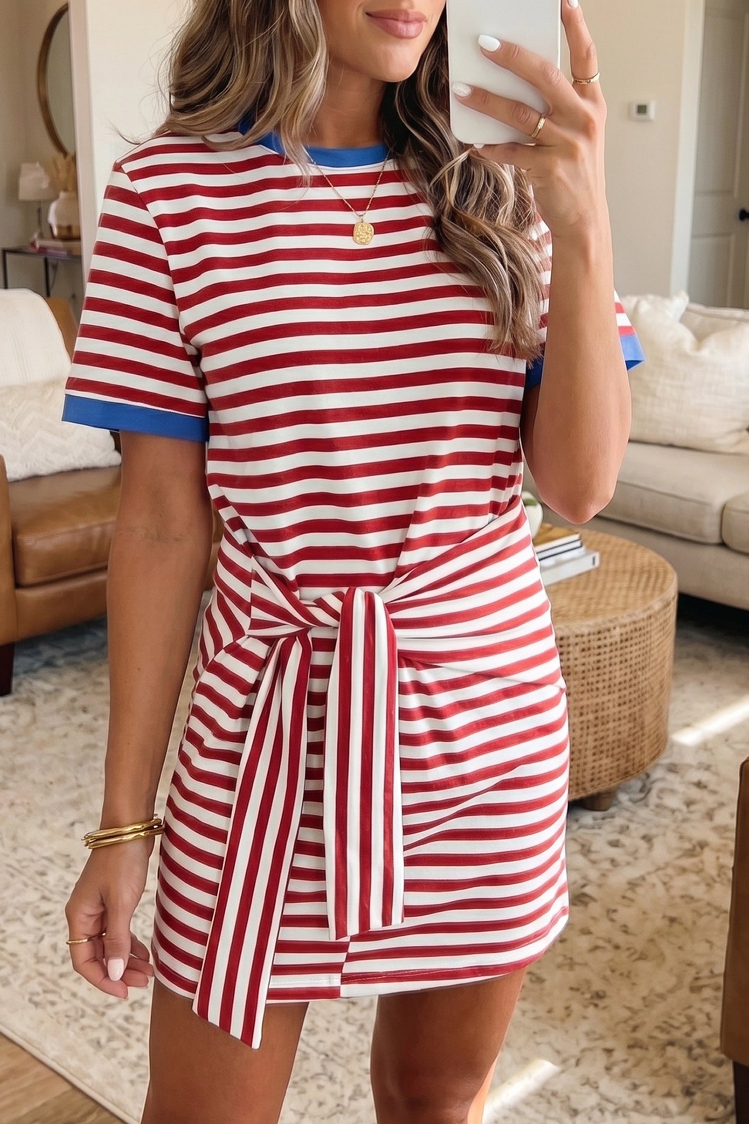 Red Nautical Tie T-Shirt Mini Dress