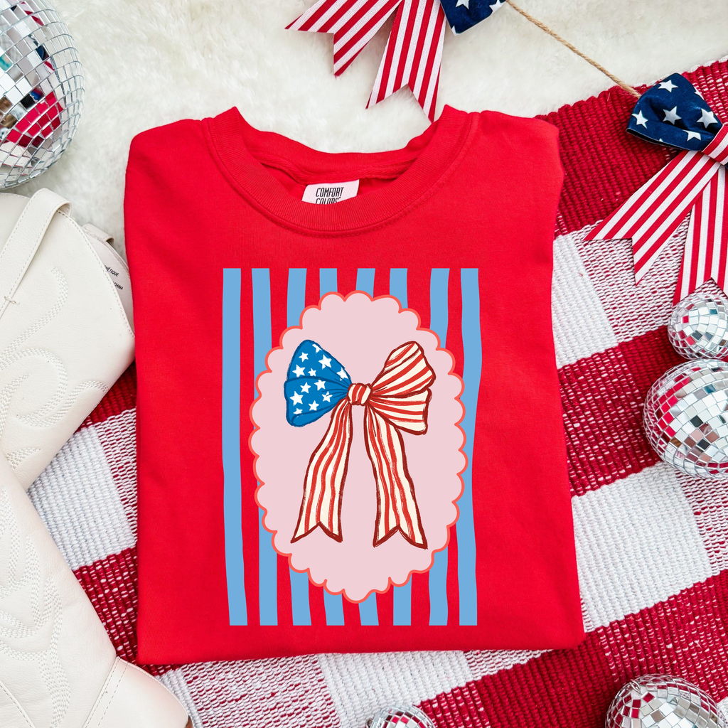 Stars & Stripes Bow Framed Tee